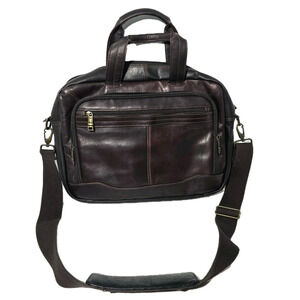 Samsonite Brown/Black Leather Laptop Business Case Briefcase Case Bag